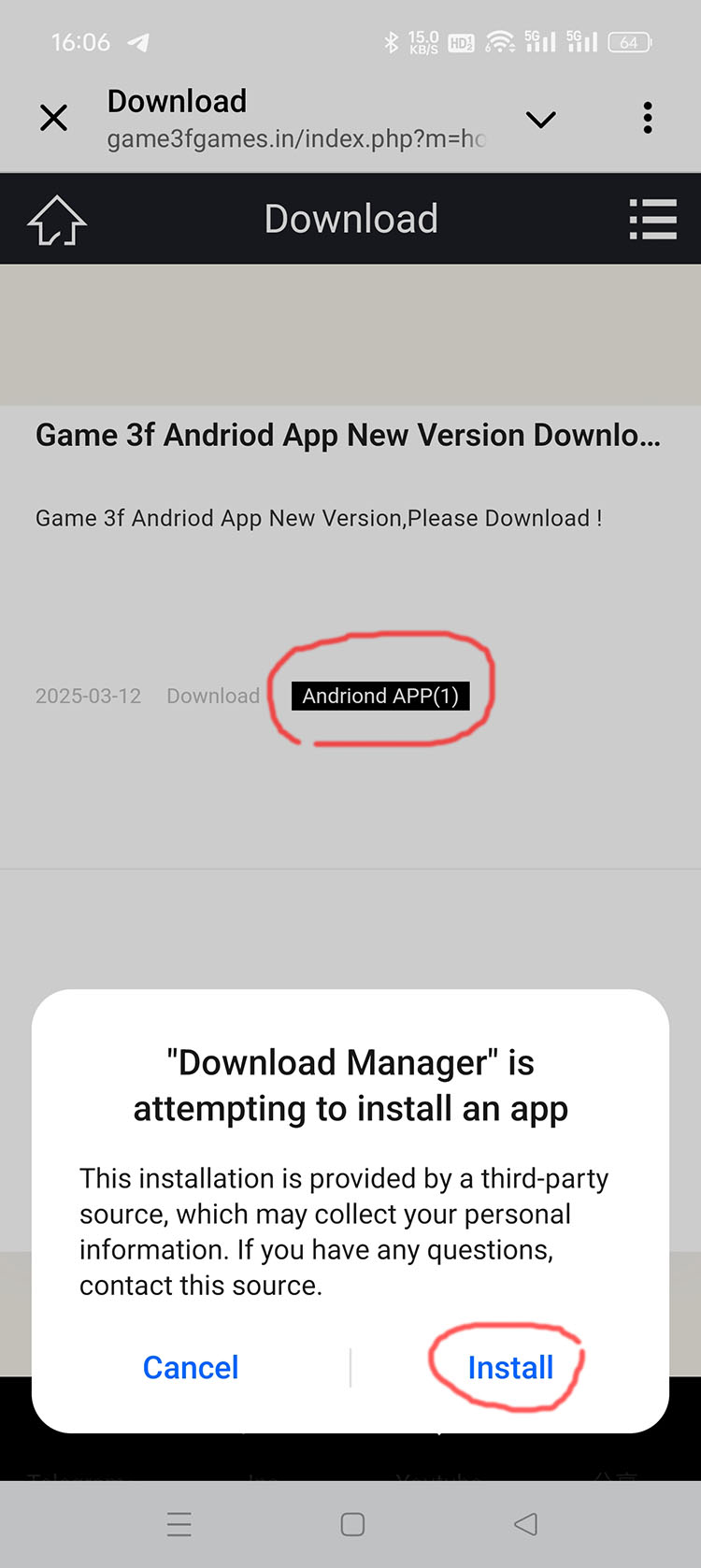 How to install Game 3f App on Android phone?(pic2)